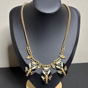 J. Crew Gold and Black Statement Necklace